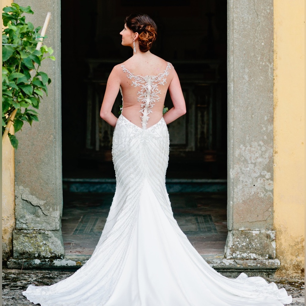 Beaded Stephen Yearick wedding dress
